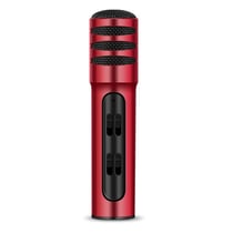 Microphone Karaoke Portable Pour IOS Android Avec Carte Son Intégrée Rose Rouge YONIS