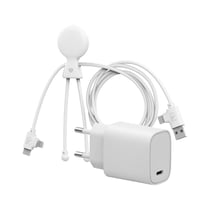 XOOPAR Chargeur Mr BIO FastCharge + Câble USB A+C/micro USB+ USB C+ Lightning Blanc