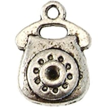 MégaCréa - Breloque en métal Téléphone 17mm Argenté (10 pièces)