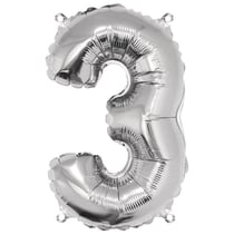 Ballon Chiffre 3, 40cm, 1pce. , argent