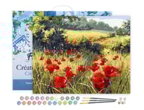 Peinture par Numéro Figured'Art avec Cadre - Coquelicots champêtres - Kit de Loisir Créatif DIY Numéro d'Art - 40x50cm toile tendue sur châssis