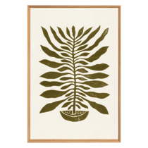 Tableau mural encadré feuille verte 65x97 cm
