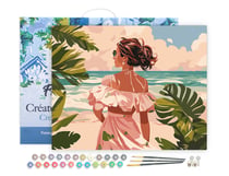 Peinture par Numéro Figured'Art avec Cadre - Jolie fille au bord de la mer - Kit de Loisir Créatif DIY Numéro d'Art Complet - 40x50cm toile tendue sur châssis
