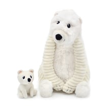 Peluche ours polaire maman et son bébé blanc