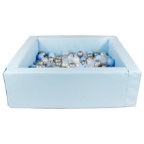 Piscine à balles carrée avec 200 balles – bleu clair/perle, transparent, bleu clair, argent - Velinda
