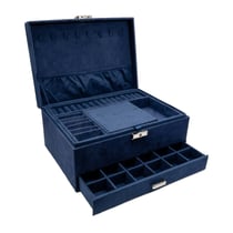 Grande boîte à bijoux velours bleu lapis-lazuli