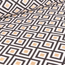 Tissu Jacquard Losanges dorés et noirs sur fond Blanc cassé