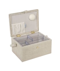 Boîte de Couture brodée "Hortensia" - 25,5x18.5x14,5 cm - Hobby Gift Ecru