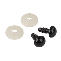 Yeux de sécurité en plastique, 10mm ø, noir, avec rondelles, 10 pces