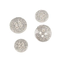 Lot de 6 boutons rond pailleté argent