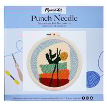 Figured'Art Punch Needle Kit Complet pour Adultes et Enfants - Composition Florale 1 - Parfait pour Débutant. Set prêt à broder taille 20x20cm avec cadre circulaire
