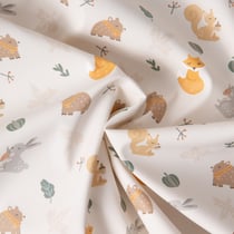 Tissu Imperméable imprimé Animaux sur fond Ecru