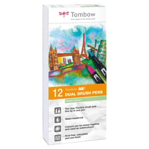 Feutre double pointe pinceau et fine 0,8 mm - TOMBOW - Couleurs pastel - ABT - Lot de 12