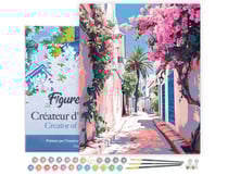 Peinture par Numéro Figured'Art avec Cadre - Ruelle fleurie - Kit de Loisir Créatif DIY Numéro d'Art Complet - 40x50cm toile tendue sur châssis