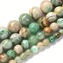Fil de 40 perles ronde pierre naturelle fabrication bijoux 10 mm ANGELITE VERTE