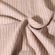 Tissu Double gaze de Coton Poppy Rayé blanc sur fond Beige