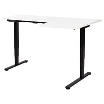 Bureau d'Angle à Droite Blanc et Noir en Acier 160 x 59 cm Forme en L Réglable Electriquement Style Moderne