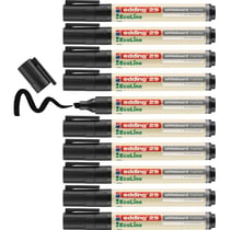 Lot de 10 Marqueurs Tableaux Blancs EDDING EcoLine 29 Noir - Pointe Biseautée 1-5 mm