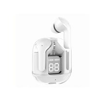 Avizar Écouteurs Sans Fil Bluetooth 5.3 TWS Modèle Cristal avec Affichage LED Blanc