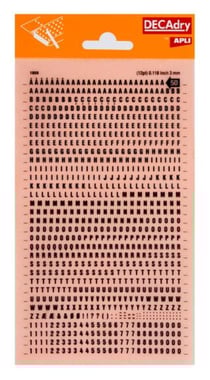 Lettres alphabet et Chiffres Transfert Noir 3mm Police serrée