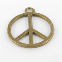MégaCréa - Breloque en métal Grand peace and Love Bronze (10 pièces)