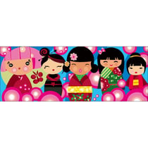 Princesse - Canevas antique Les kokeshis 30x65cm