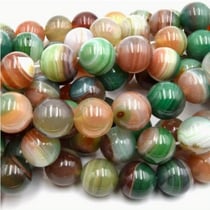 Fil de 46 perles ronde en pierre naturelle 8 mm AGATE RAYE MULTICOLORE