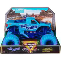 Monster jam geant : blue thunder - voiture bleue - vehicule echelle 1:24 - spin master - 20144301