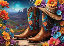 Puzzle 500 pièces - 2 Puzzles - Cowgirl and Boots - Far West Collection - Bluebird Puzzle