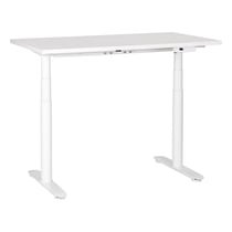 Bureau Électrique Réglable Plateau et Structure Acier Blanc 120 x 72 cm Hauteur Ajustable Assis-Debout Pieds Ronds Design Moderne