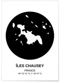Affiche Carte Îles Chausey | A3 : 29,7x42cm