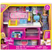 Poupee barbie metier : la cuisine de barbie avec 18 accessoires + 1 poupees mannequins - mattel - mattel - hjy19