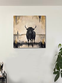 Peinture acrylique originale sur toile — Le Gardien des Marais — animaux de Camargue — Tableau mural Calbarracin — 80 x 80 cm