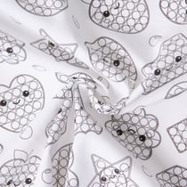 Tissu Coton à colorier Happy Popit sur fond Blanc