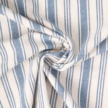 Tissu Coton d'ameublement Eugene Rayures Bleu denim sur fond Naturel