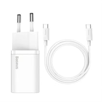 Baseus Chargeur Secteur USB-C 25W avec Câble USB-C/USB-C Blanc