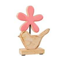 Figurine oiseau et fleur en bois de rose 20 cm