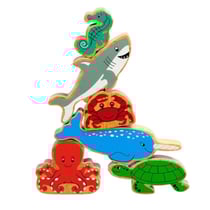 Lot de 6 figurines en bois Monde Marin