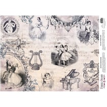 Feuille papier calque, papier velin scrapbooking Fabrika Decoru 30 x 42 cm DANSE RETRO 0253