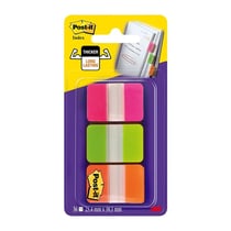 Lot de 3x22 Marque-pages Post-it Rigides - Blanc liserés Couleurs Vives - 2,5 x 4,4 cm