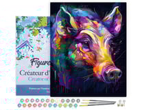 Peinture par Numéro Figured'Art avec Cadre - Sanglier Coloré Abstrait - Kit de Loisir Créatif DIY Numéro d'Art Complet - 40x50cm toile tendue sur châssis