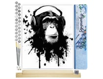 Peinture par Numéro Figured'Art - Gorilla et Casque - Kit de Loisir Créatif DIY Numéro d'Art Complet - 40x50cm toile roulée + châssis en bois à monter