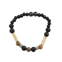 Bracelet Pierre de lave, Jaspe, Bois, Hématite Perles rondes - Omsaé