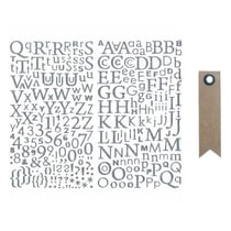 Alphabet autocollant paillettes argenté + 20 étiquettes kraft Fanion