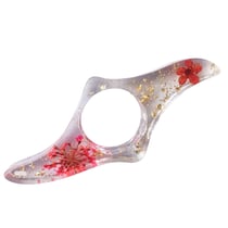 Bague de lecture en résine forme vague-coquelicot feuilles d'or