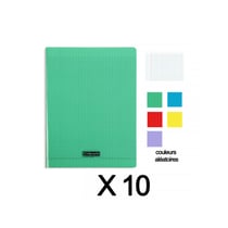 Lot de 10 cahiers - A4 - 21x29,7(cm) - Grands carreaux - 48 pages - couverture en polypro - sans spirale - Clairefontaine