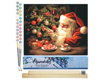 Peinture par Numéro Figured'Art - Soirée du Père Noël Joyeux - Kit de Loisir Créatif DIY Numéro d'Art Complet - 40x50cm toile roulée + châssis en bois à monter
