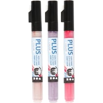 Marqueur Plus Color, L : 14,5 cm, trait 1-2 mm, fuchsia, dusty rose, dark lilac, 5,5 ml, 3pièces/ 1 Pq.
