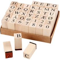 Set de tampons en bois, dim. 13x13 mm, 42 ass./ 1 Pq.