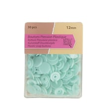 Lot de 30 boutons pression 100% plastique vert d'eau 12mm
